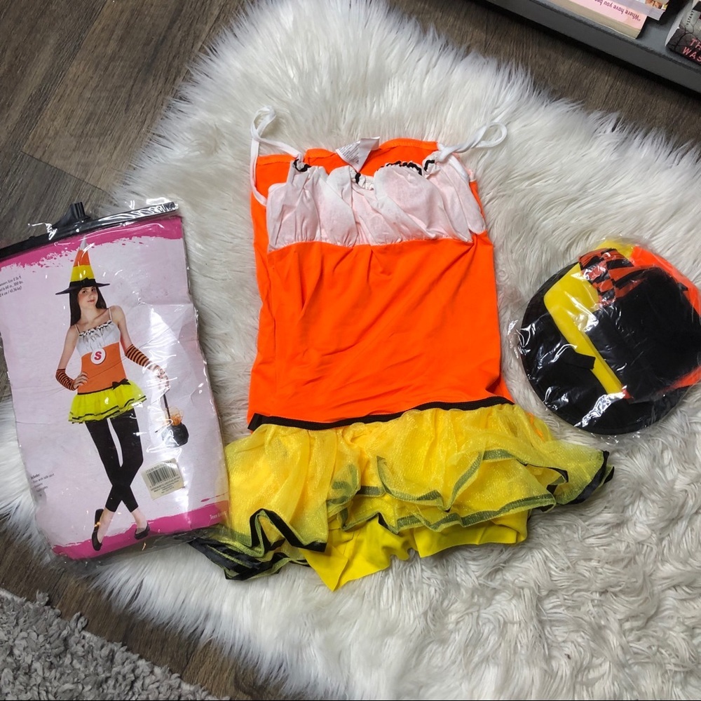 Halloween costume candy corn dress and hat